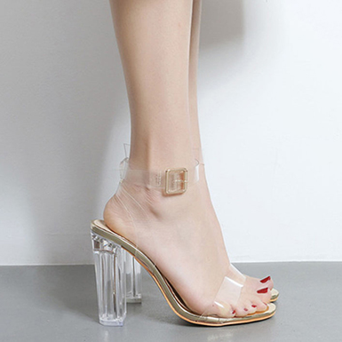 High Heel Sandal - Acrylic Ankle and Toe Strap - Power Day Sale