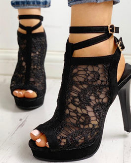 Lacy Platform Heels – Ankle Straps