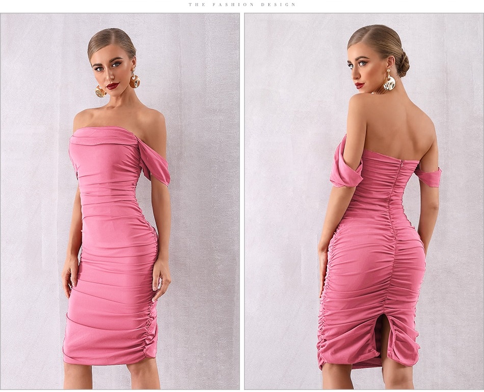 Sexy Draped Off The Shoulder Party Dress 12.10