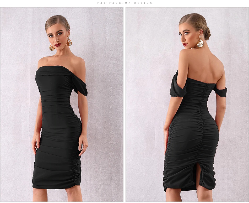 Sexy Draped Off The Shoulder Party Dress 12.5