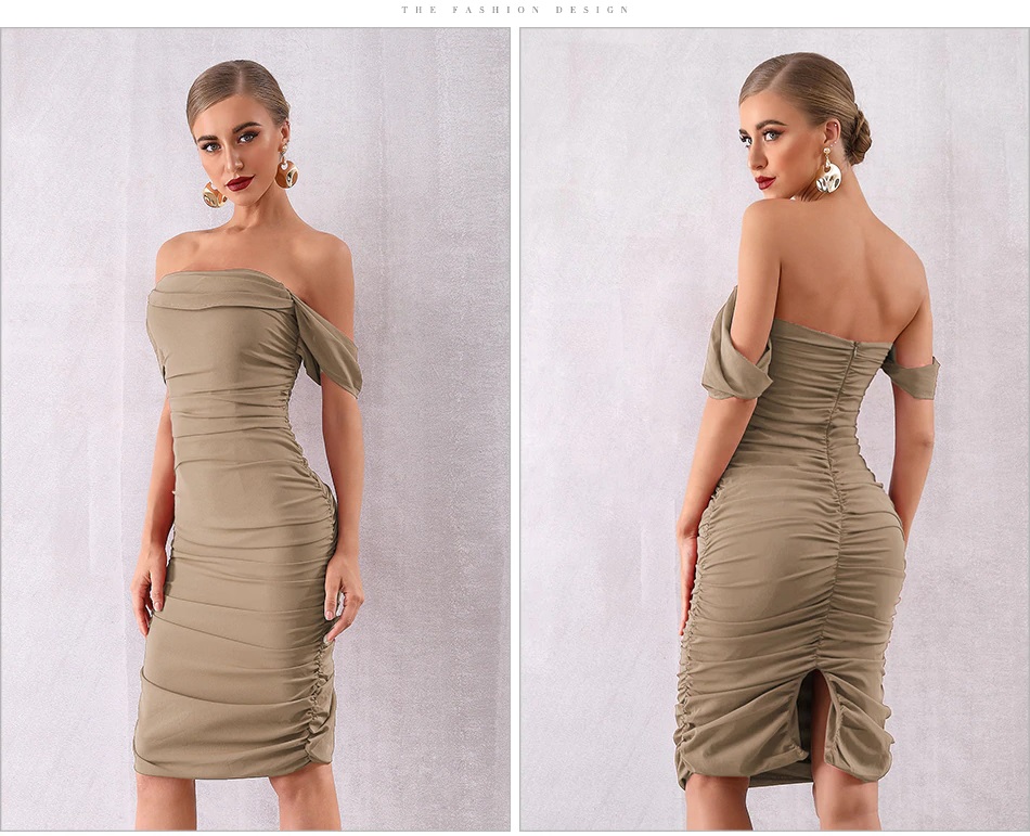 Sexy Draped Off The Shoulder Party Dress 12.6