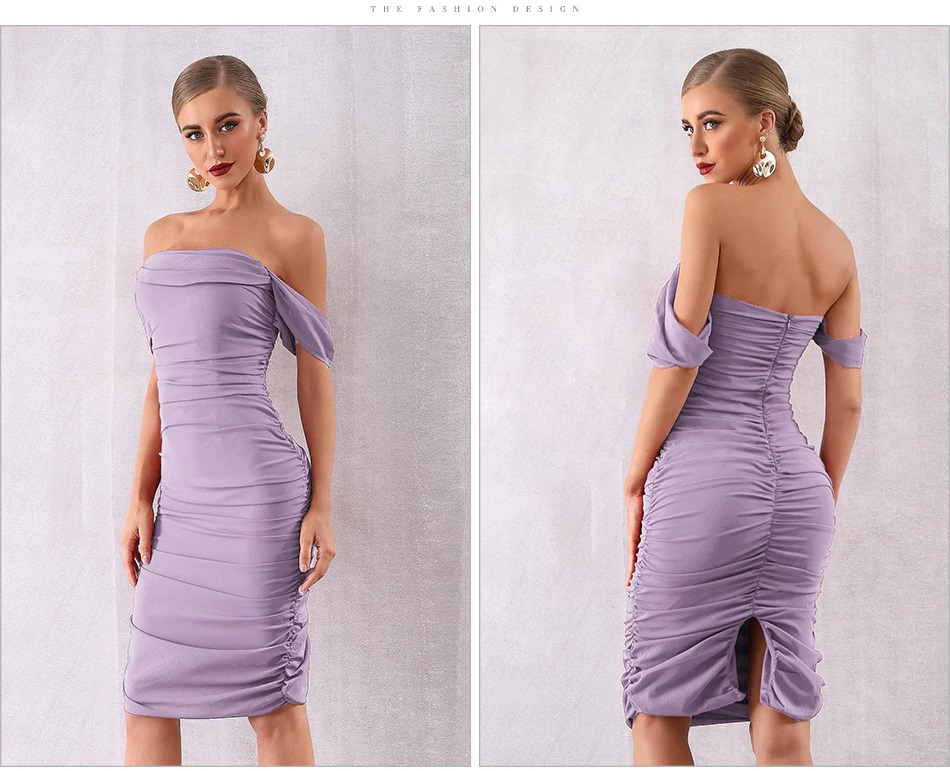 Sexy Draped Off The Shoulder Party Dress 12.7