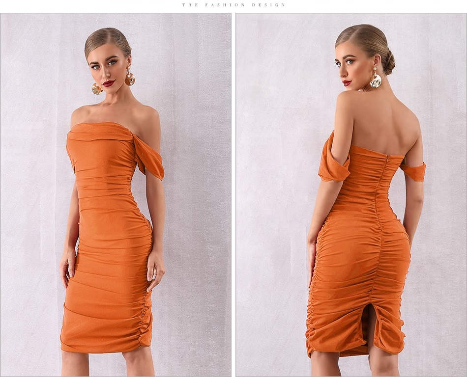 Sexy Draped Off The Shoulder Party Dress 12.9