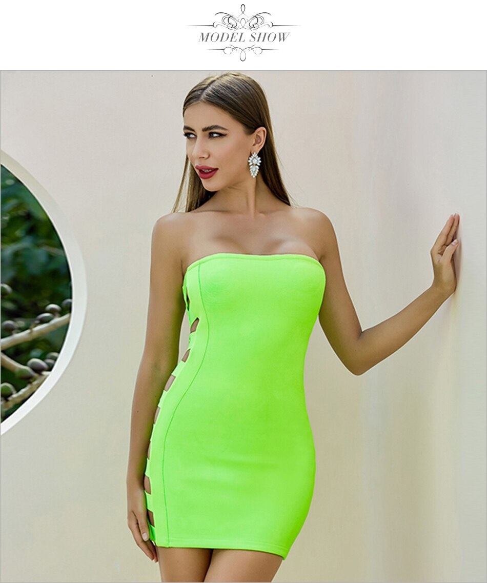 Sexy Hollow Out Celebrity Runway Bodycon Bandage Dress 2