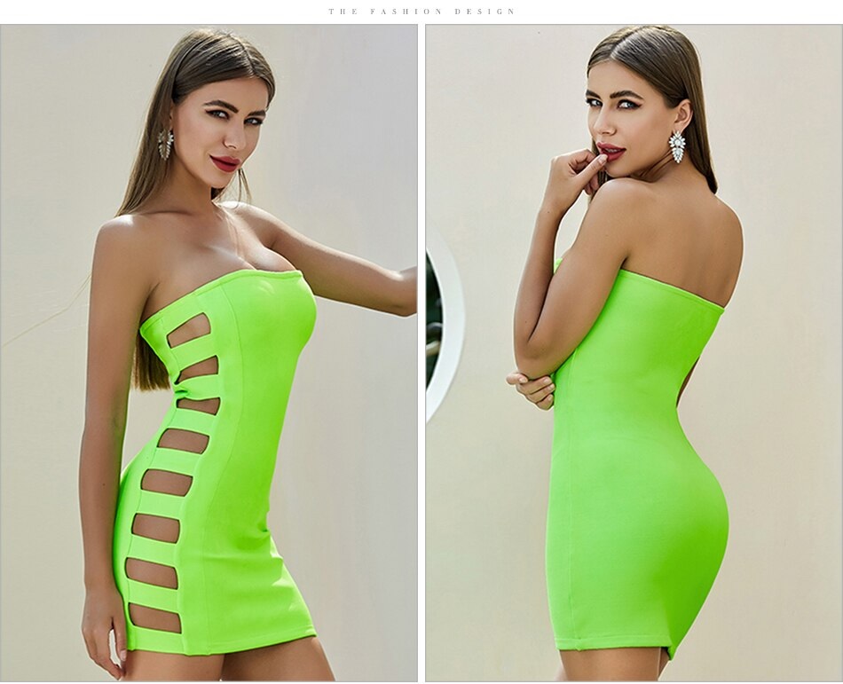 Sexy Hollow Out Celebrity Runway Bodycon Bandage Dress 3
