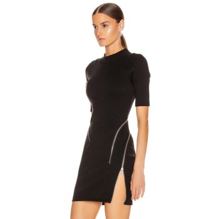 Sexy Short Sleeve Asymmetric Zipper Evening Party Dress - Power Day Sale