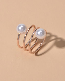 Spiral Rings Imitation Pearl Jewelry