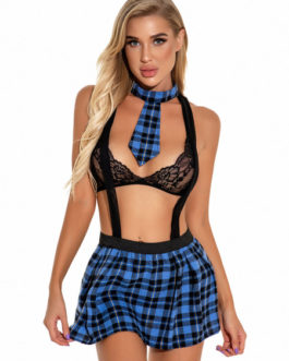 Bedroom Costume Four Piece Stripes Lace Convertible Sexy Lingerie