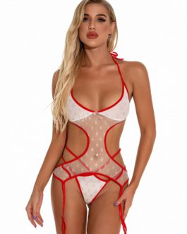 Bedroom Costume Removable Backless Cupless Lace Up Stripes Sexy Lingerie