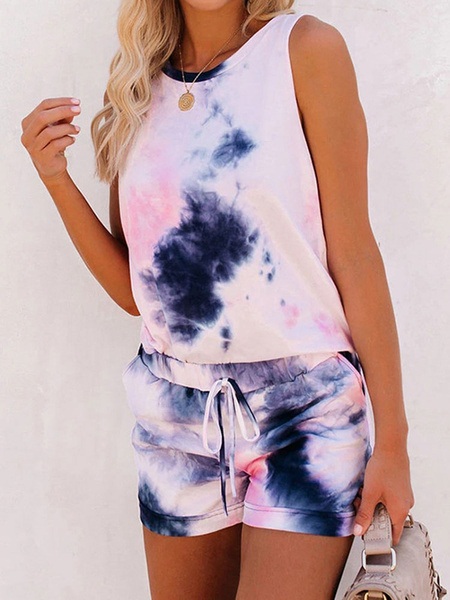 Casual Printed Sleeveless Two Piece Sets - Power Day Sale