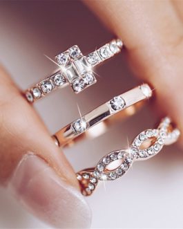 Crystal Twist Ring Couples Engagement Wedding Jewelry