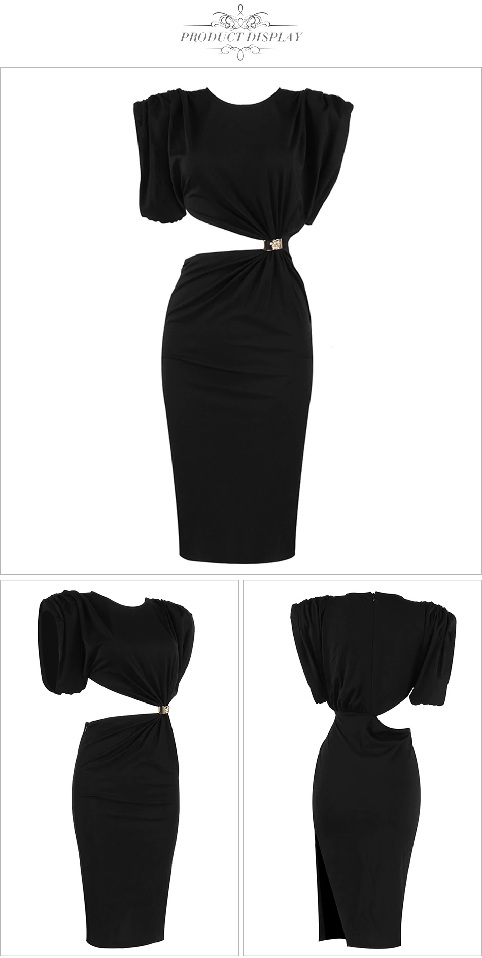 Fashion Club Sexy Hollow Out Draped Party Bodycon Dress - Power Day Sale