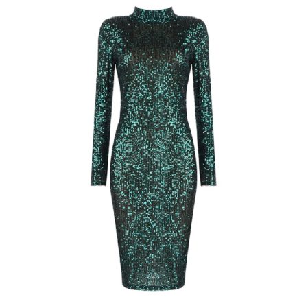 Fashion O Neck Sexy Long Sleeve Sequins Celebrity Club Dress - Power ...