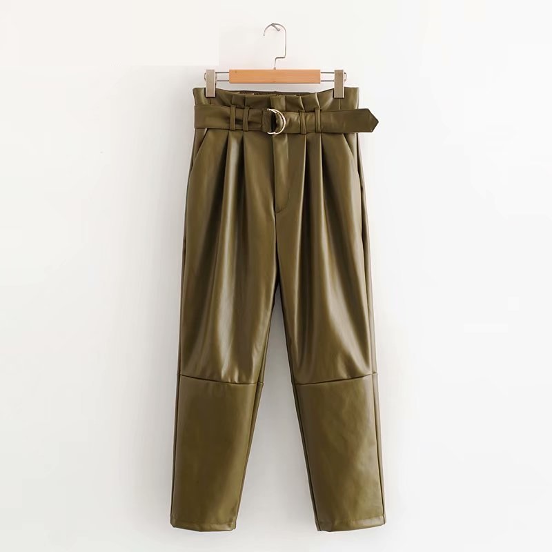 Leisure British leather straight pants - Power Day Sale