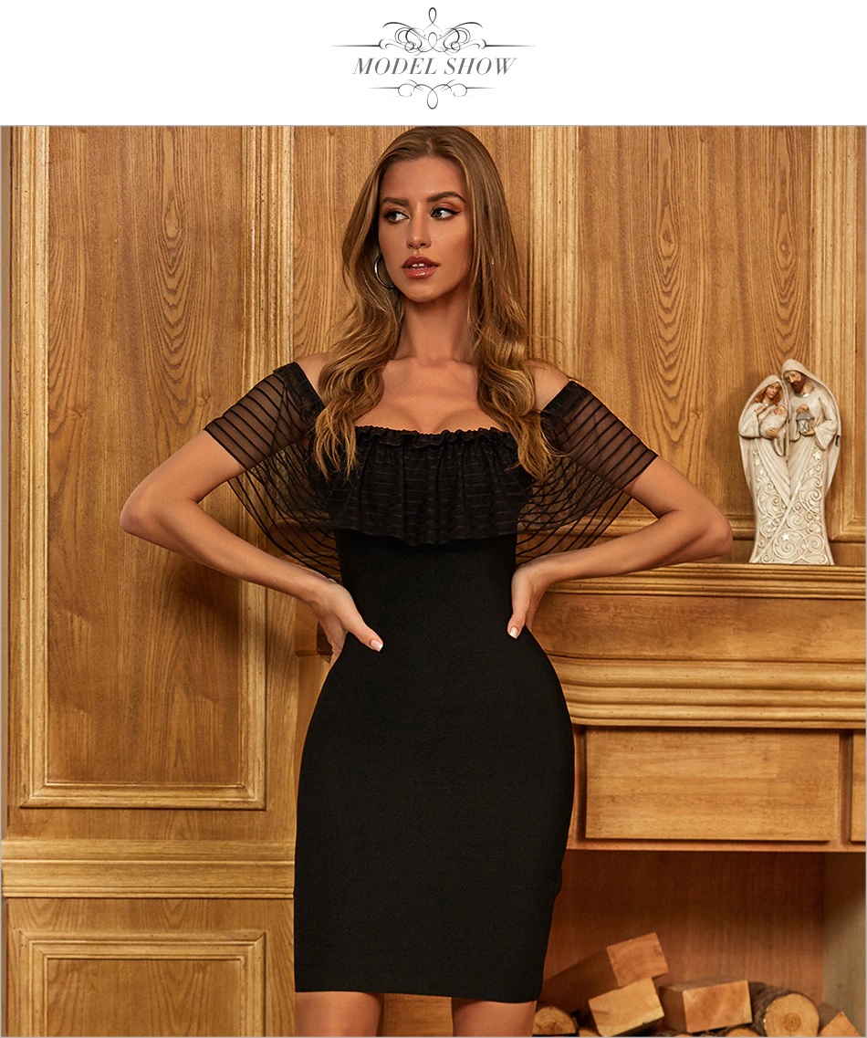 Off Shoulder Lace Sexy Celebrity Party Club Bandage Dress 3