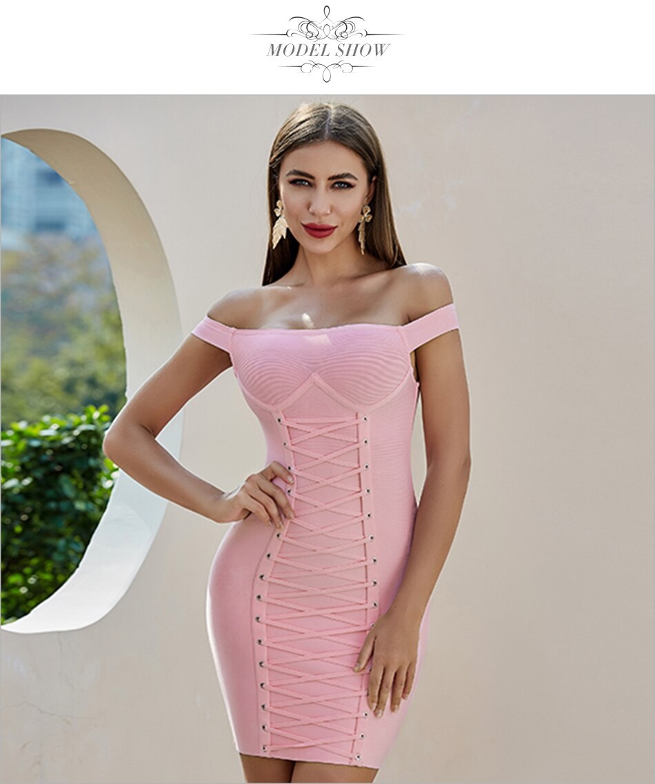 Off Shoulder Sexy Short Sleeve Celebrity Runway Party Bodycon Dress 3