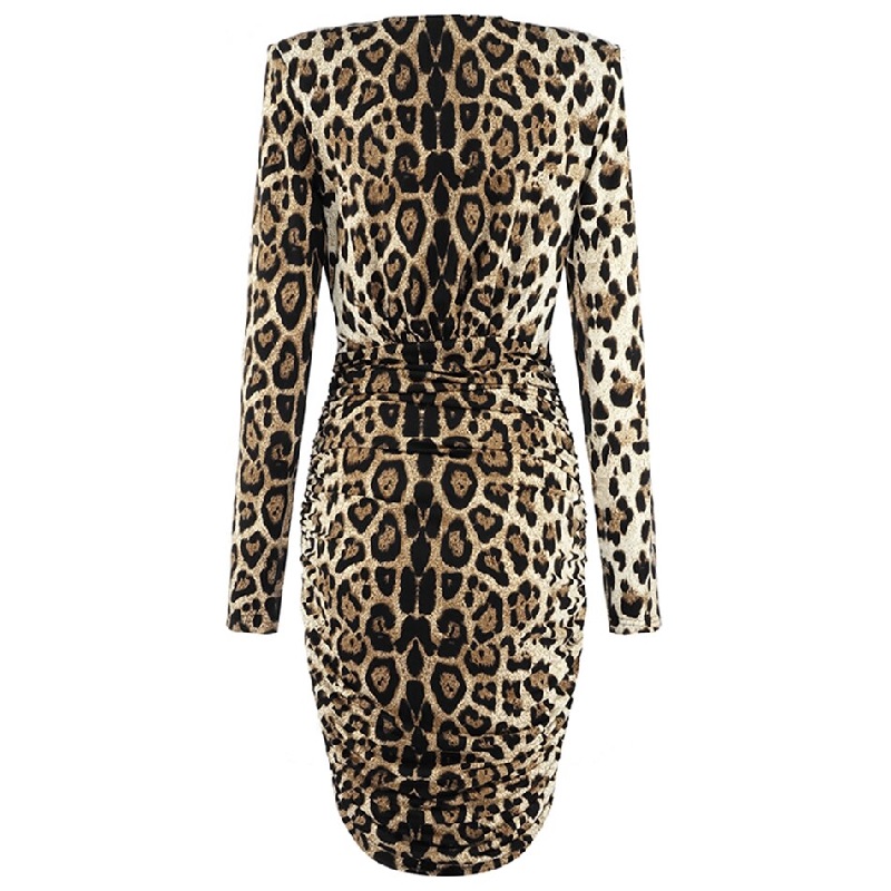 Sexy Leopard Deep V- Neck Night Out Party Mini Dress - Power Day Sale