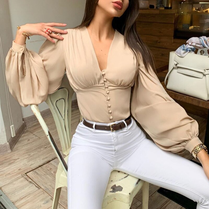 Sexy V-neck Chiffon blouse top - Power Day Sale