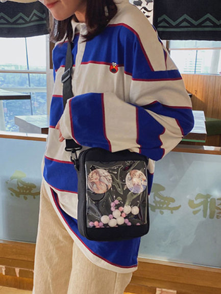 Sweet Lolita Transparent Anime Badge Cross Body Bag - Power Day Sale