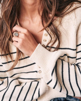 Button Oversize Pullover Sweater