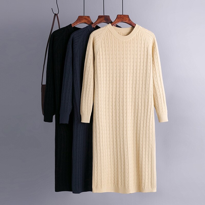Casual Loose Long Sleeve Jumper Warm Straight Sweater Dresses - Power ...