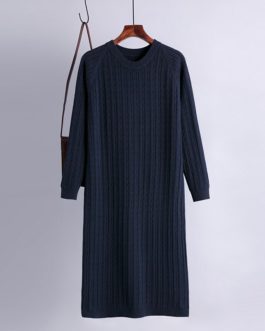 Casual Loose Long Sleeve Jumper Warm Straight Sweater Dresses