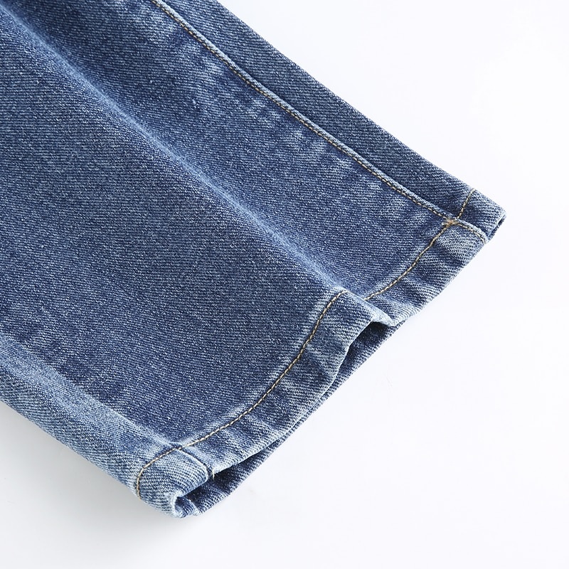 Contrast Patchwork High Waist Casual Denim Jeans - Power Day Sale