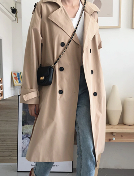 Elegant Office Solid Long Trench Coat - Power Day Sale