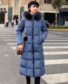 Fashion Solid Hooded Parkas Slim Cotton Padded Coat