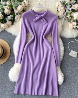 Long Sleeve Casual Loose A-line Thick Warm Sweater Dress