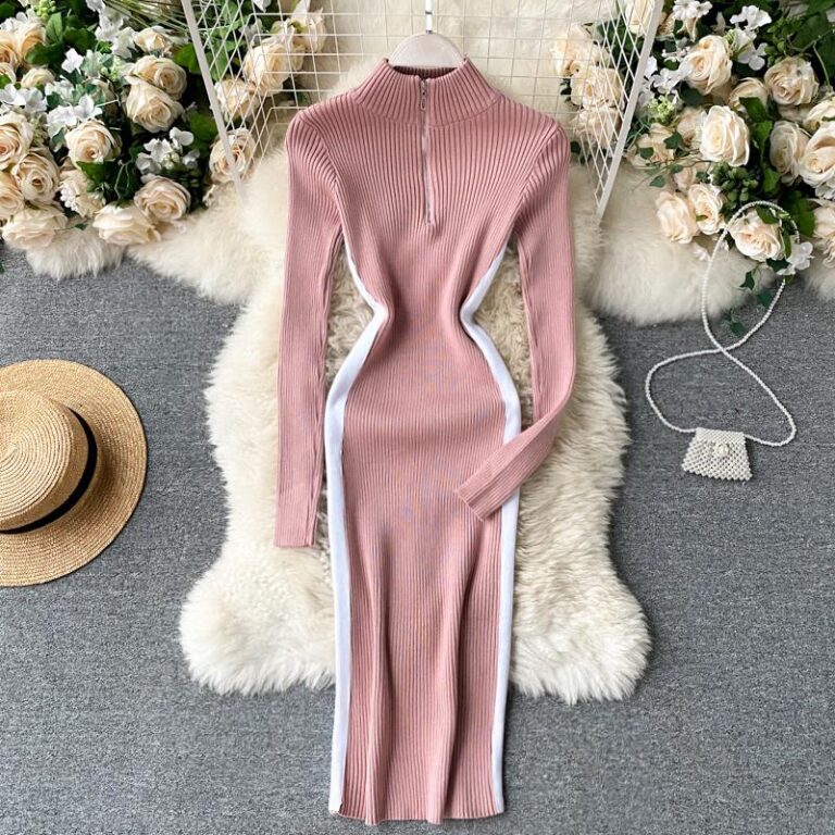 Long Sleeve Jumper Korean Bodycon Sweater Dresses - Power Day Sale