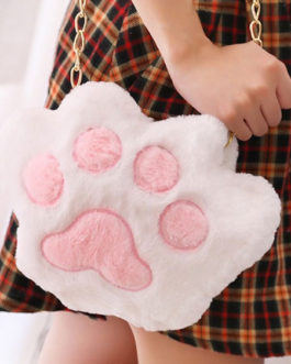 Sweet Lolita Short Plush Cat Paw Cross Body Bag