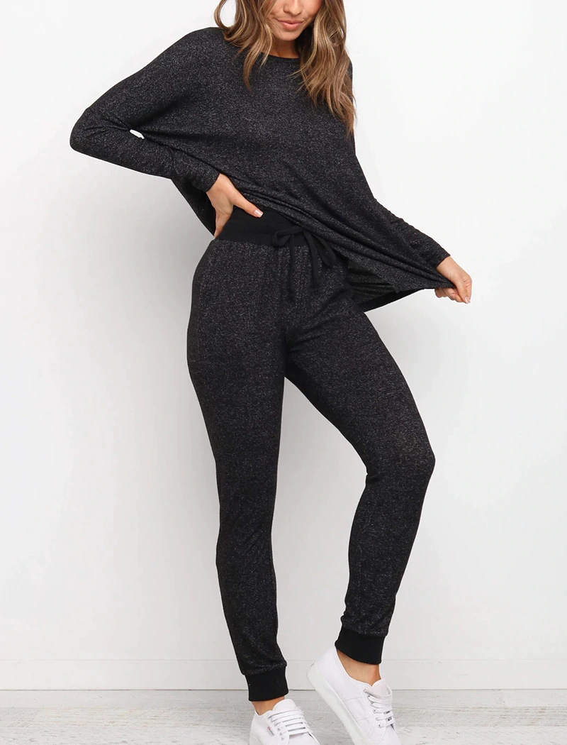 Batwing Long Sleeve Pullover Sweater With Long Pencli Pants Outfits ...