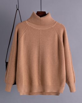Casual Turtleneck Long Sleeve Solid Jumper Pullovers Sweater