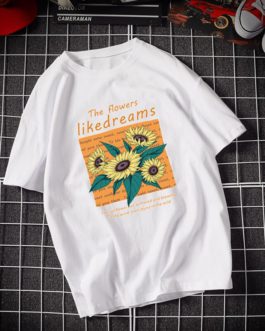 Sunflower Print Short Sleeve Loose T-shirt