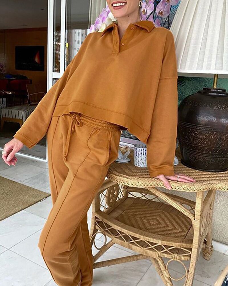 Turn Down Collar Batwing Sleeve Loose Tops Pleated Long Pencil Pants