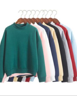velvet o-neck solid color loose sweatshirt