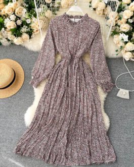 Casual Romantic A-line Holiday Stand Collar Long Sleeve Dresses