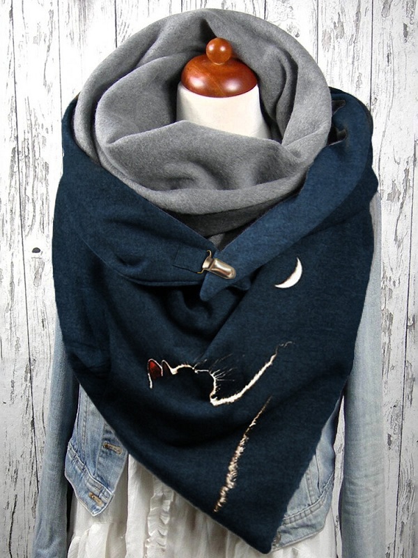 Cats Pattern Soft Personality Neck Protection Keep Warm Scarf