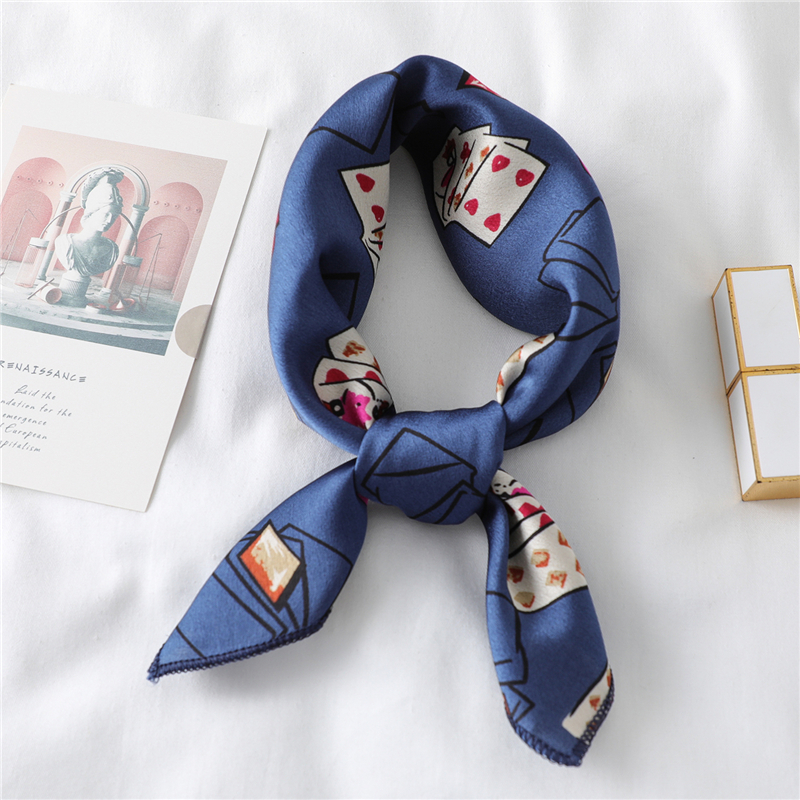 Design Print Silk Hair Small Square Neck Scarf - Power Day Sale
