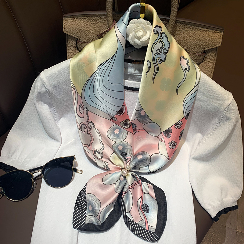 Design Print Silk Square Scarf