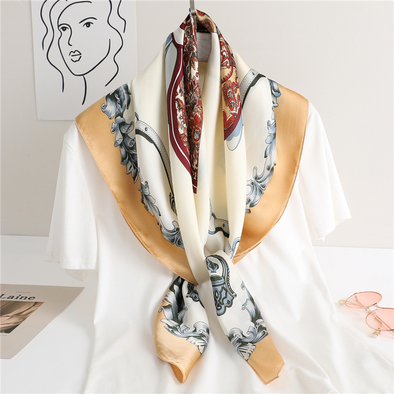 Design Printed Large Square Silk Scarf - Power Day Sale