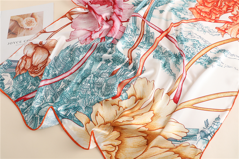 Elegant Floral Print Neck Scarves2