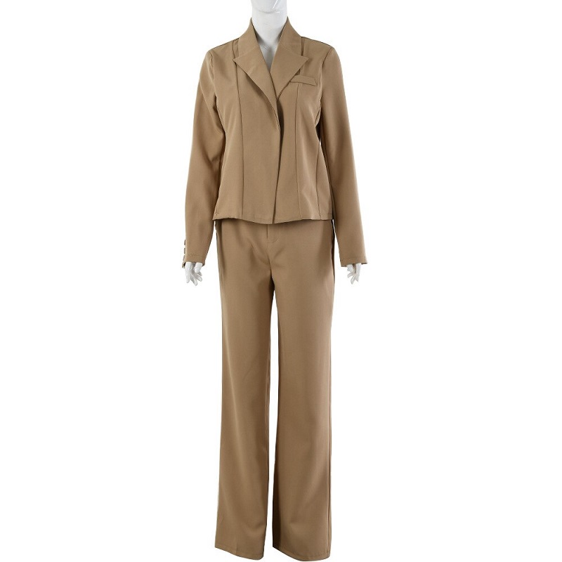 Elegant Long Sleeve Loose Trousers Blazer And Pants Set - Power Day Sale