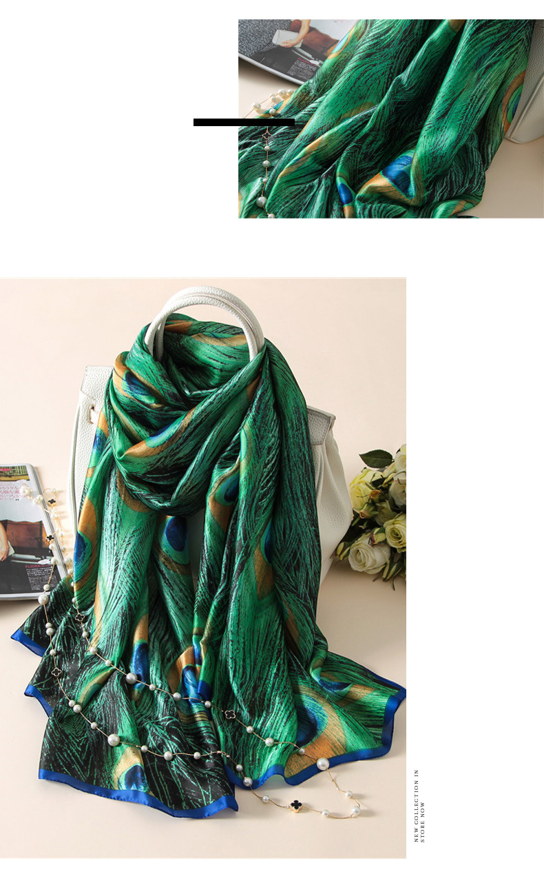 Fashion peacock print silk scarves1