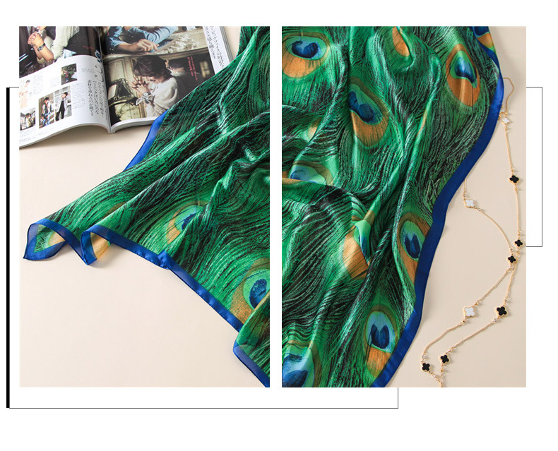 Fashion peacock print silk scarves2