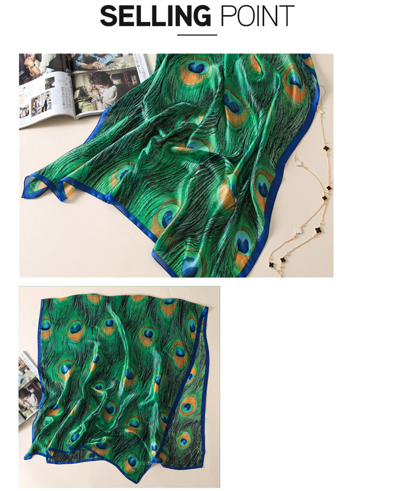 Fashion peacock print silk scarves3