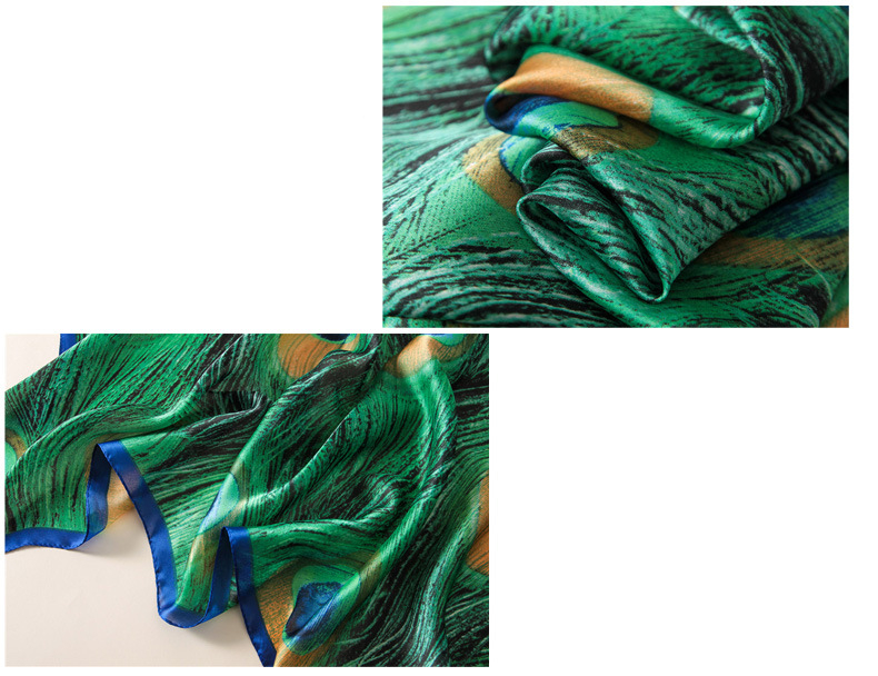Fashion peacock print silk scarves4