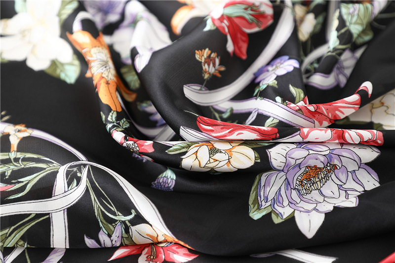 Floral Print Silk Square Neck Scarves11