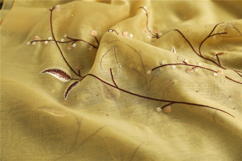 High Quality Embroidery Floral Silk Scarf5